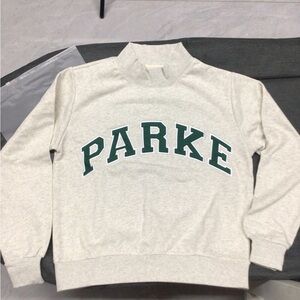 PARKE Women's Crewneck Sweatshirt in Light Gray and Green